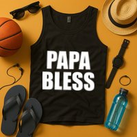 Papa Bless Funny Meme Prank Bold Text Logo Tank Top