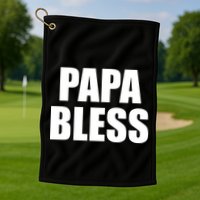Papa Bless Funny Meme Prank Bold Text Logo Golf Towel