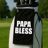 Papa Bless Funny Meme Prank Bold Text Logo Golf Towel