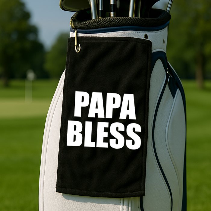 Papa Bless Funny Meme Prank Bold Text Logo Golf Towel