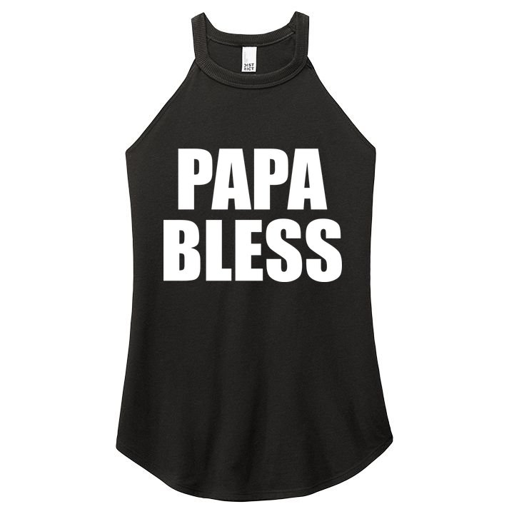 Papa Bless Funny Meme Prank Bold Text Logo Women's Perfect Tri Rocker Tank