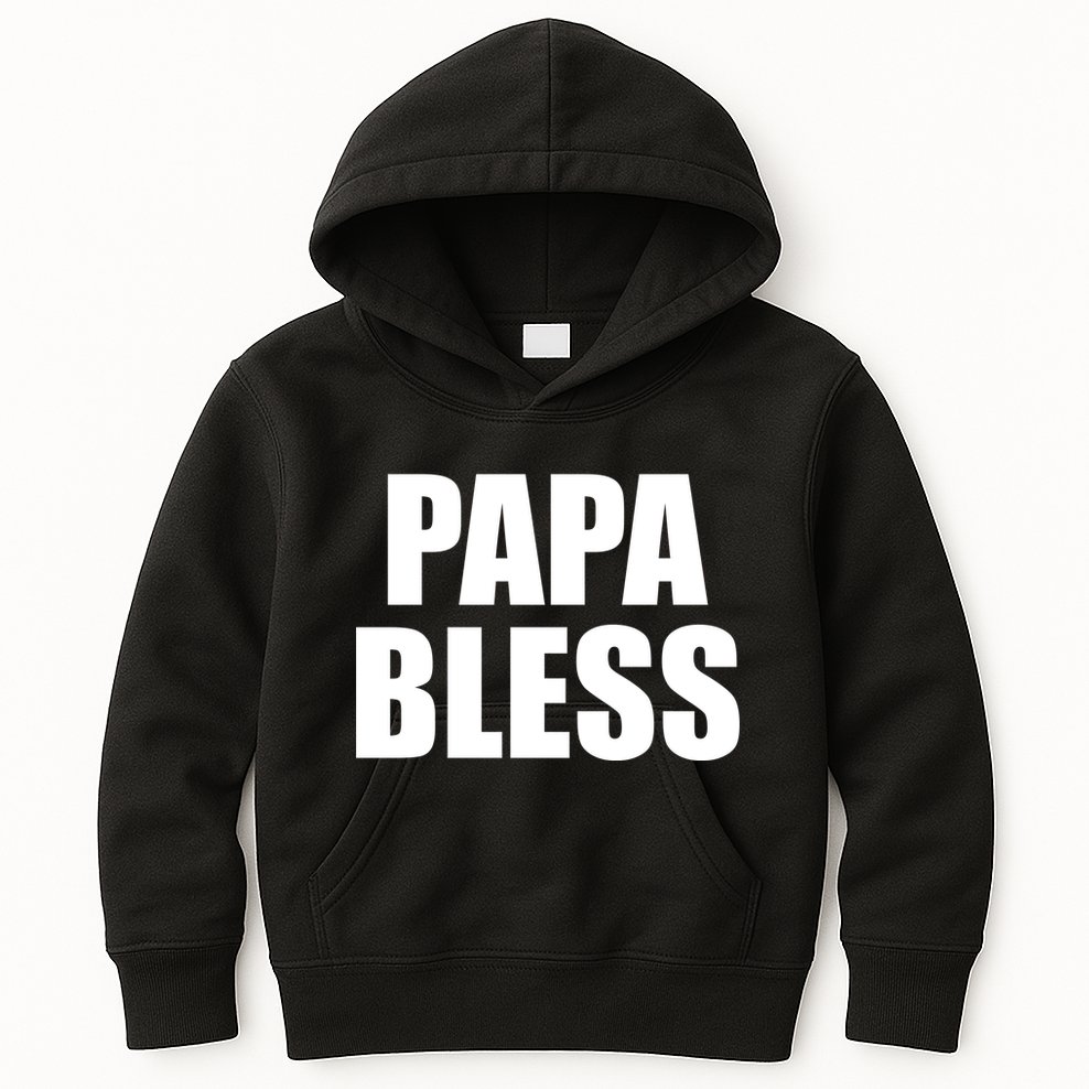 Papa Bless Funny Meme Prank Bold Text Logo Kids Hoodie