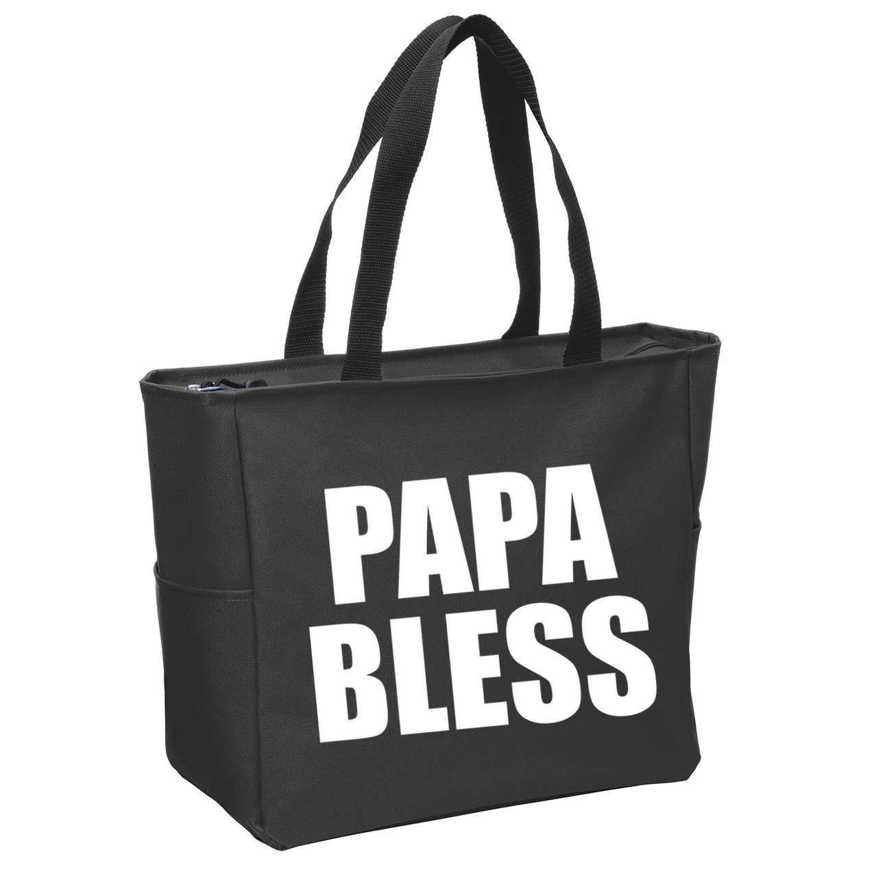 Papa Bless Funny Meme Prank Bold Text Logo Zip Tote Bag