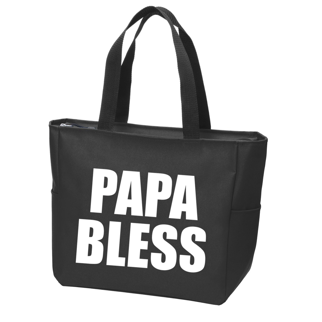 Papa Bless Funny Meme Prank Bold Text Logo Zip Tote Bag
