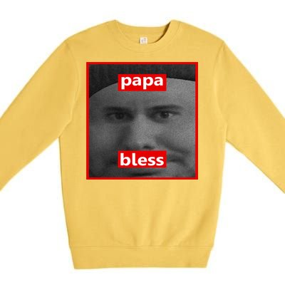 Papa Bless Funny Photo Meme Premium Crewneck Sweatshirt