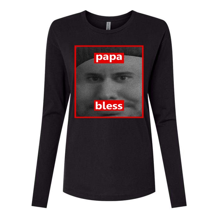 Papa Bless Funny Photo Meme Womens Cotton Relaxed Long Sleeve T-Shirt