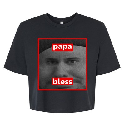 Papa Bless Funny Photo Meme Bella+Canvas Jersey Crop Tee