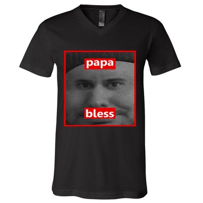 Papa Bless Funny Photo Meme V-Neck T-Shirt