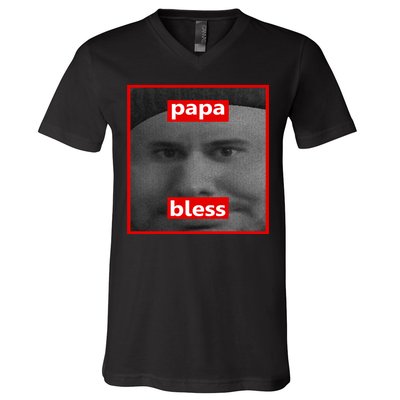 Papa Bless Funny Photo Meme V-Neck T-Shirt