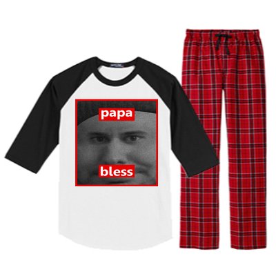 Papa Bless Funny Photo Meme Raglan Sleeve Pajama Set