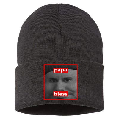 Papa Bless Funny Photo Meme Sustainable Knit Beanie