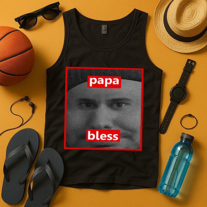 Papa Bless Funny Photo Meme Tank Top