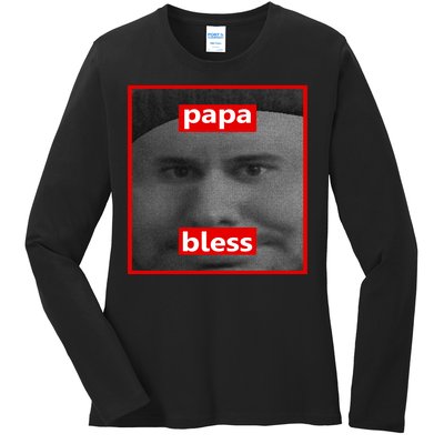 Papa Bless Funny Photo Meme Ladies Long Sleeve Shirt