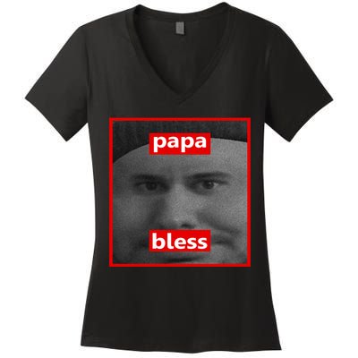 Papa Bless Funny Photo Meme Women's V-Neck T-Shirt