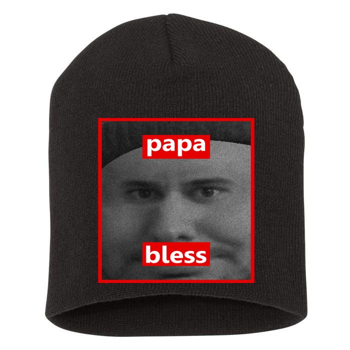 Papa Bless Funny Photo Meme Short Acrylic Beanie