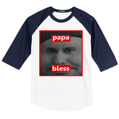 Papa Bless Funny Photo Meme Baseball Sleeve Shirt