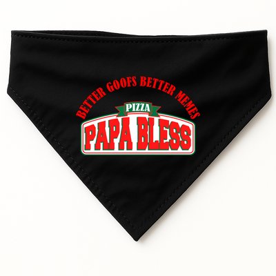Papa Bless Pizza Better Goofs Better Memes Funny Meme USA-Made Doggie Bandana