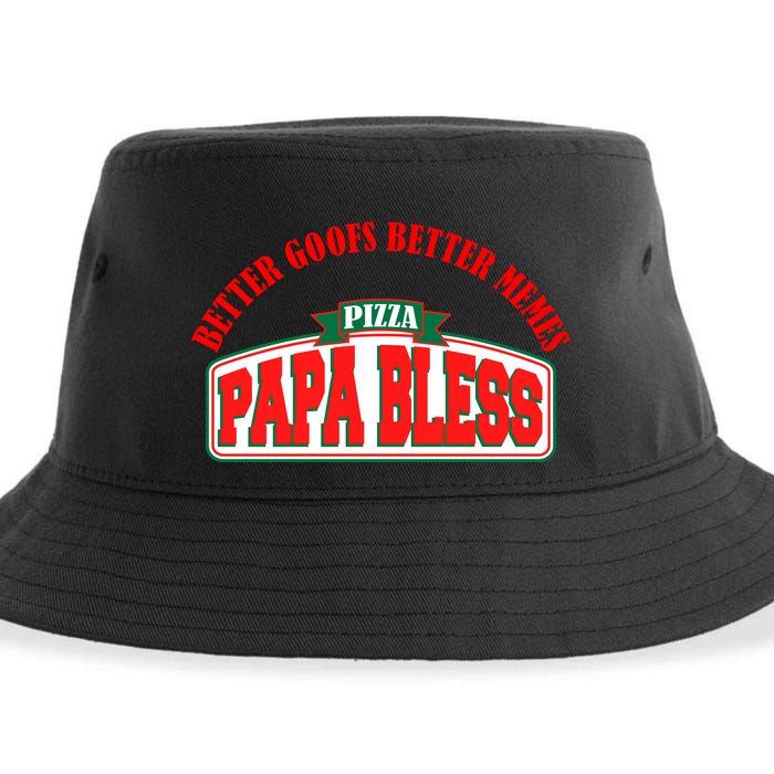 Papa Bless Pizza Better Goofs Better Memes Funny Meme Sustainable Bucket Hat