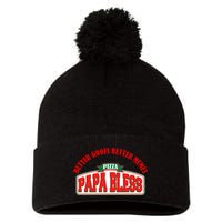 Papa Bless Pizza Better Goofs Better Memes Funny Meme Pom Pom 12in Knit Beanie