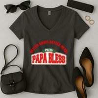 Papa Bless Pizza Better Goofs Better Memes Funny Meme Women's V-Neck T-Shirt