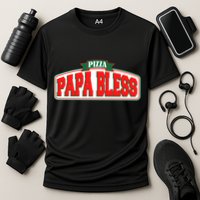 Papa Bless Pizza Funny Meme Prank Logo Cooling Performance Crew T-Shirt