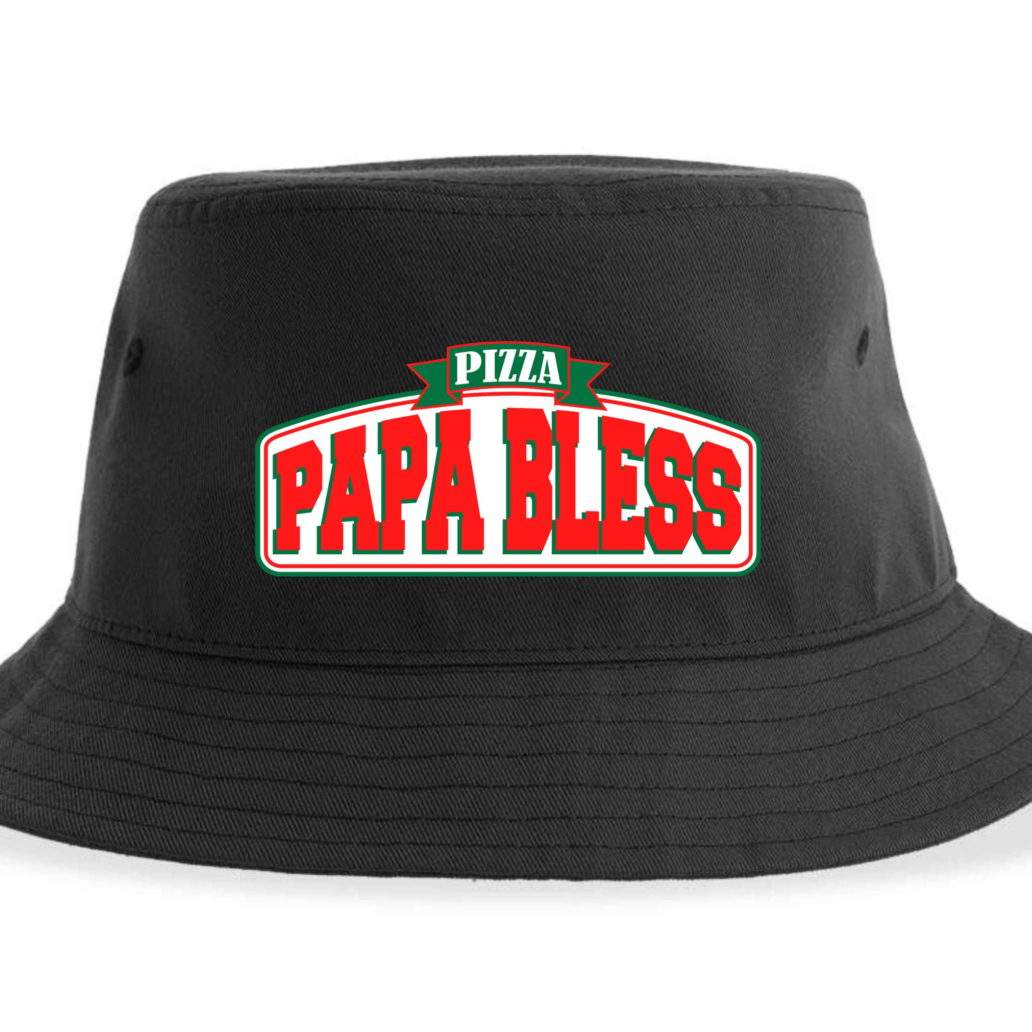 Papa Bless Pizza Funny Meme Prank Logo Sustainable Bucket Hat