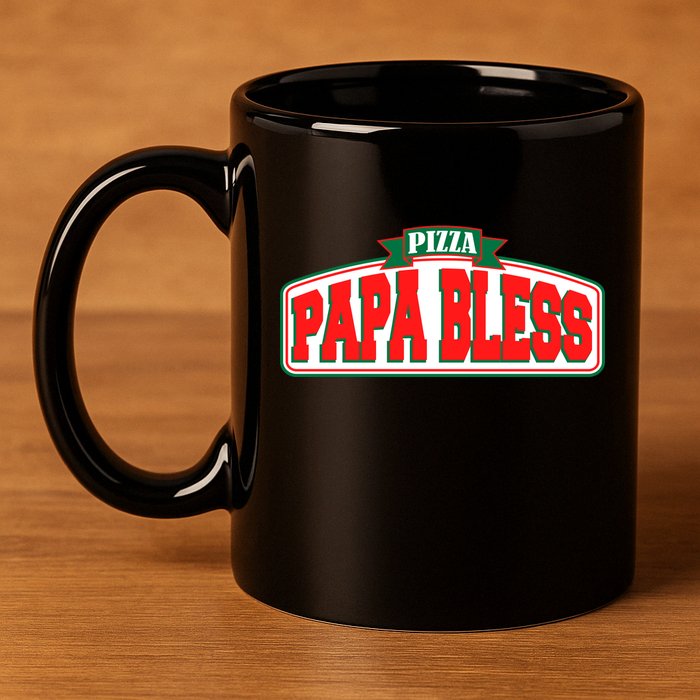 Papa Bless Pizza Funny Meme Prank Logo 11oz C Handle Ceramic Mug