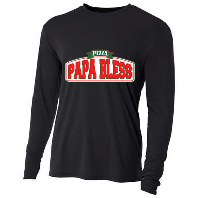 Papa Bless Pizza Funny Meme Prank Logo Cooling Performance Long Sleeve Crew