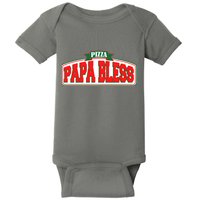 Papa Bless Pizza Funny Meme Prank Logo Baby Bodysuit