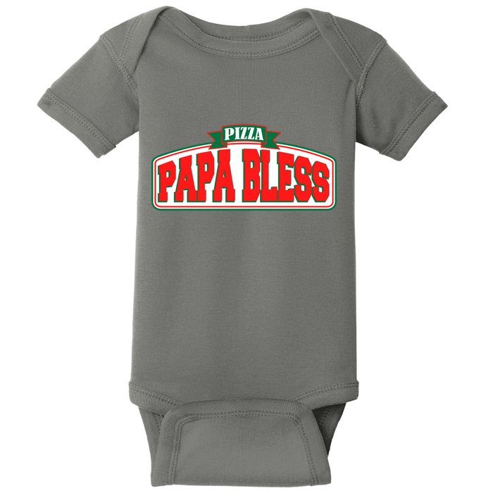 Papa Bless Pizza Funny Meme Prank Logo Baby Bodysuit