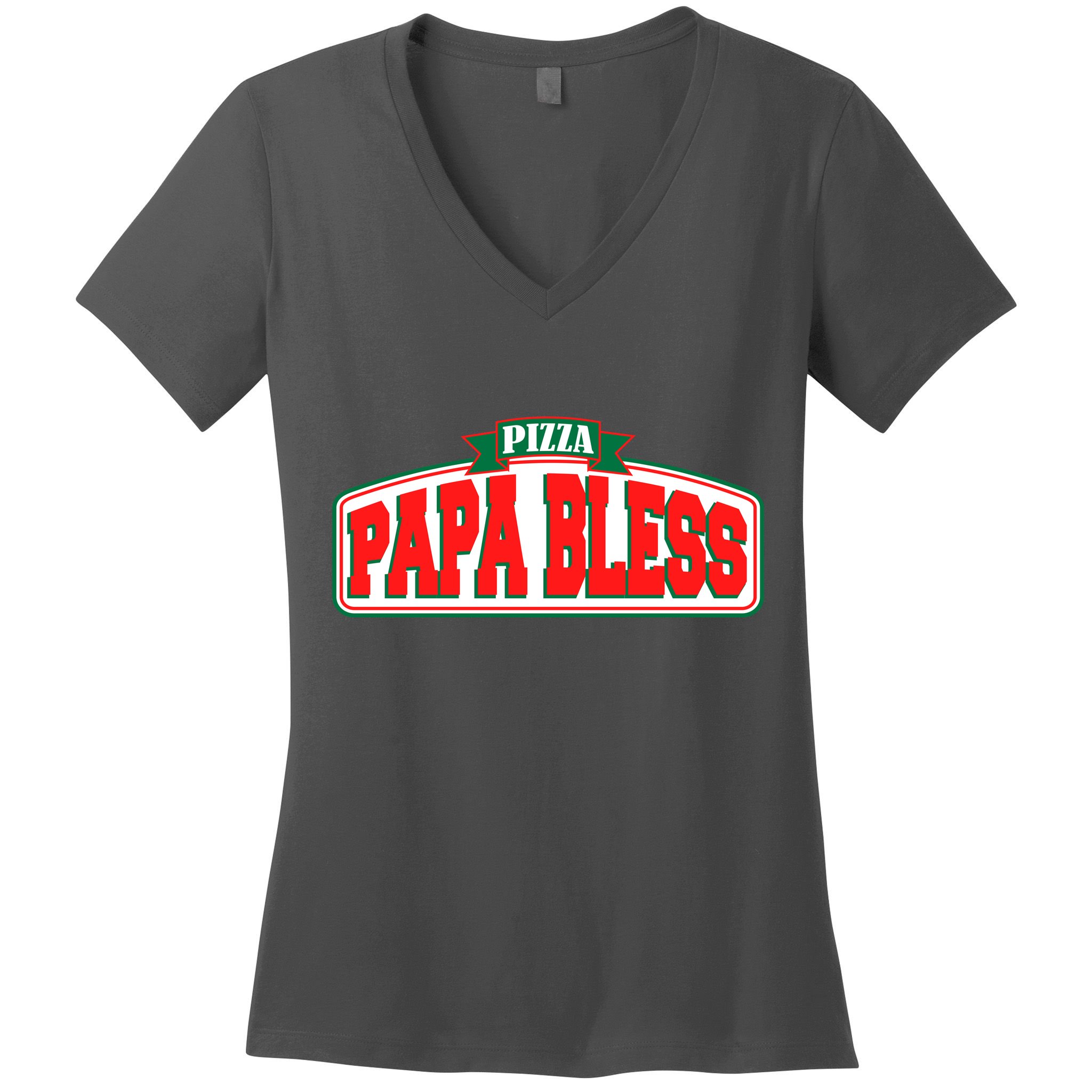 Papa Bless Pizza Funny Meme Prank Logo Women's V-Neck T-Shirt