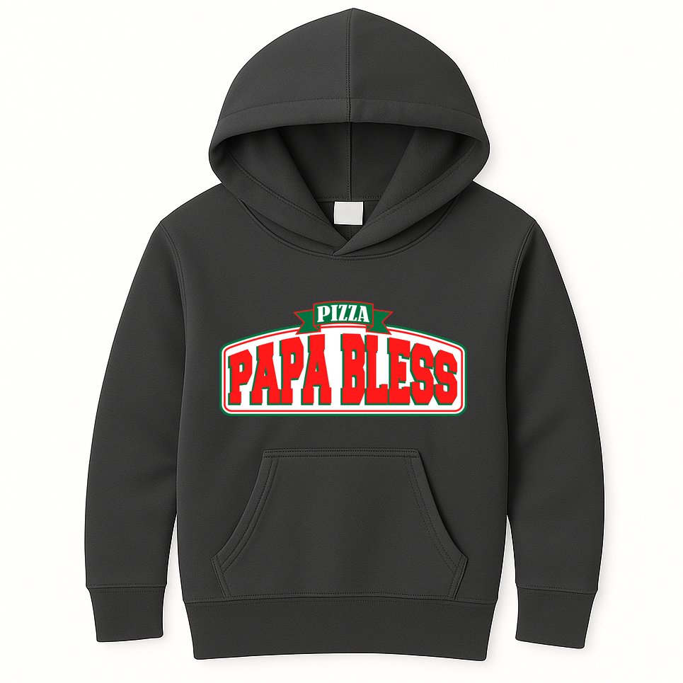 Papa Bless Pizza Funny Meme Prank Logo Kids Hoodie
