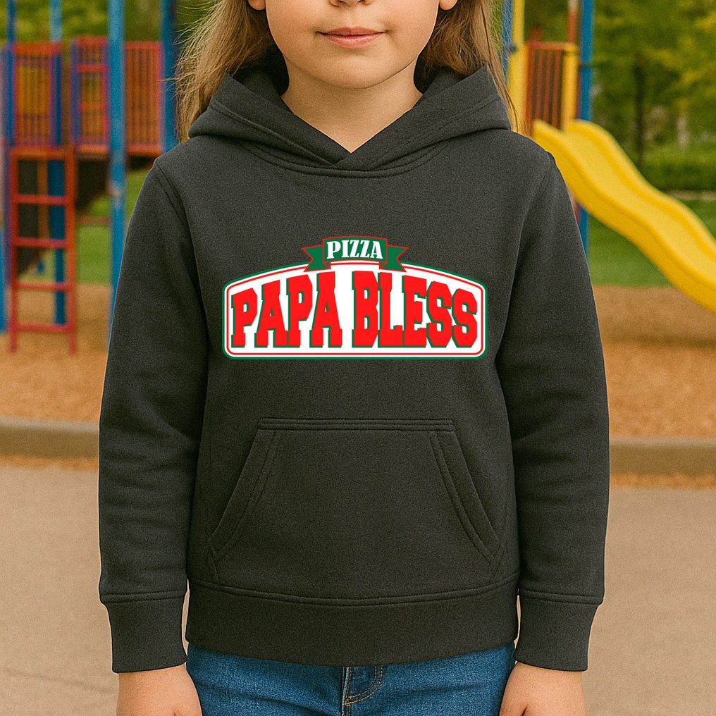 Papa Bless Pizza Funny Meme Prank Logo Kids Hoodie