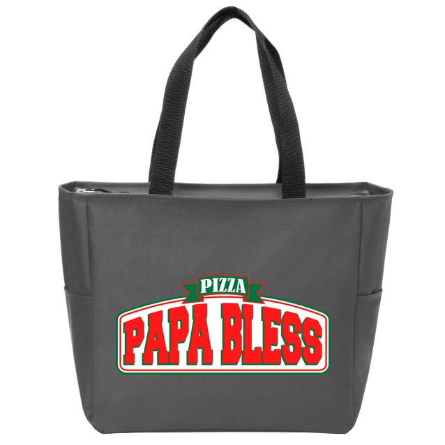 Papa Bless Pizza Funny Meme Prank Logo Zip Tote Bag