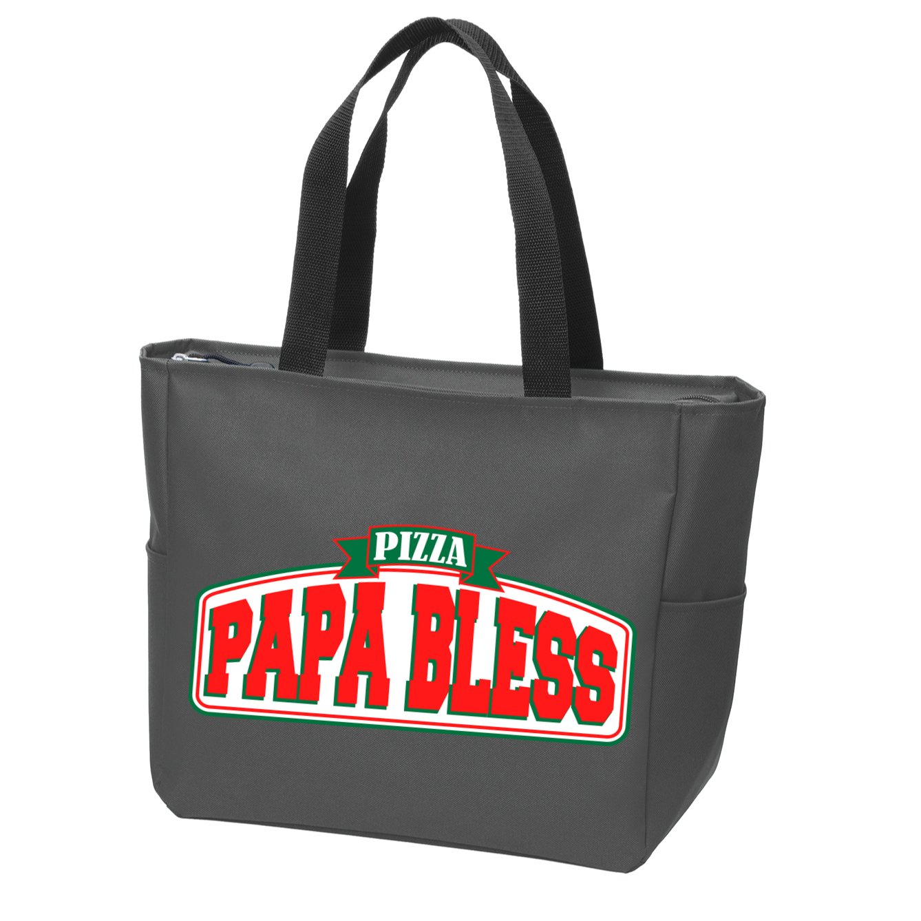 Papa Bless Pizza Funny Meme Prank Logo Zip Tote Bag