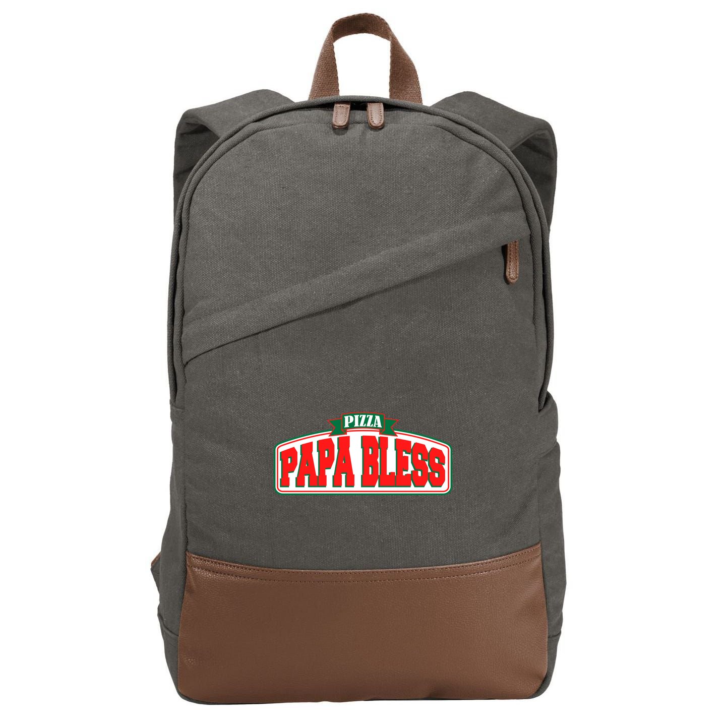 Papa Bless Pizza Funny Meme Prank Logo Cotton Canvas Backpack