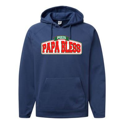 Papa Bless Pizza Funny Meme Prank Logo Performance Fleece Hoodie