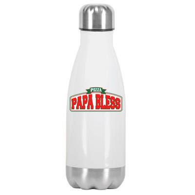 Papa Bless Pizza Funny Meme Prank Logo Stainless Steel Insulated Water Bottle