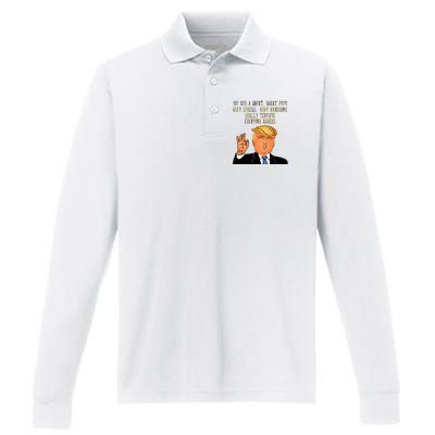 Papa Donald Trump Performance Long Sleeve Polo