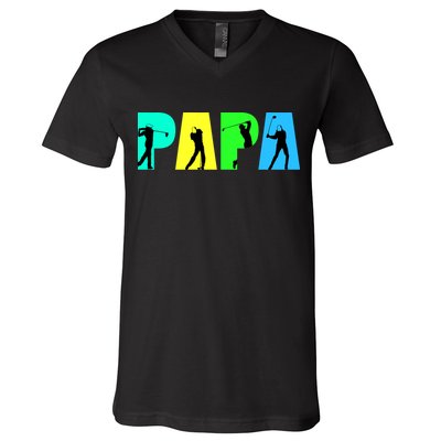 Papa Golfing V-Neck T-Shirt