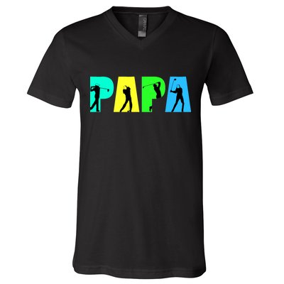 Papa Golfing V-Neck T-Shirt