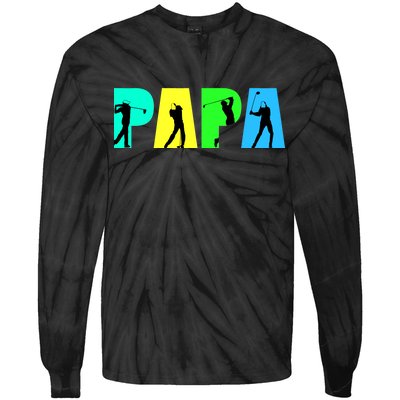 Papa Golfing Tie-Dye Long Sleeve Shirt