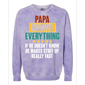 Papa Knows Everything No Matter What Colorblast Crewneck Sweatshirt