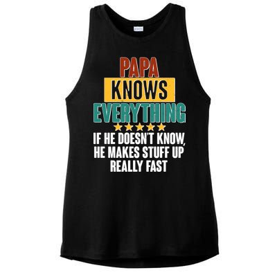 Papa Knows Everything No Matter What Ladies PosiCharge Tri-Blend Wicking Tank