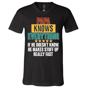 Papa Knows Everything No Matter What V-Neck T-Shirt