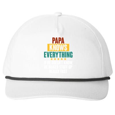 Papa Knows Everything No Matter What Snapback Five-Panel Rope Hat