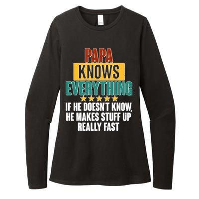 Papa Knows Everything No Matter What Womens CVC Long Sleeve Shirt