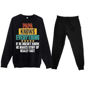 Papa Knows Everything No Matter What Premium Crewneck Sweatsuit Set