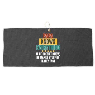 Papa Knows Everything No Matter What Large Microfiber Waffle Golf Towel