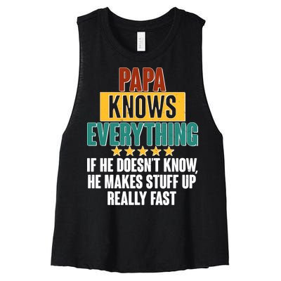 Papa Knows Everything No Matter What Women's Racerback Cropped Tank